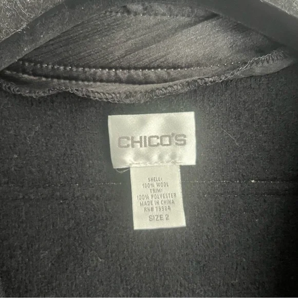 Chicos Vintage 100% Wool Button Front Mock Neck Jacket Size Large - Picture 11 of 11
